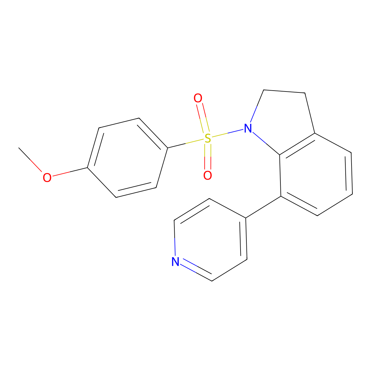 1-(4-Methoxyphenyl)sulfonyl-7-pyridin-4-yl-2,3-dihydroindole molecular structure, CAS 1254363-89-7