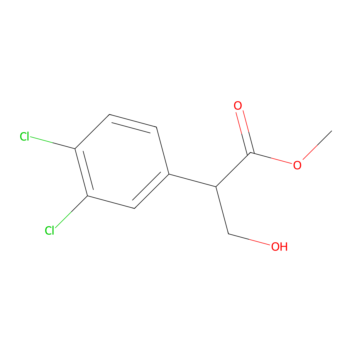 Benzeneacetic acid, 3,4-dichloro-alpha-(hydroxymethyl)-, methyl ester molecular structure, CAS 1254365-79-1