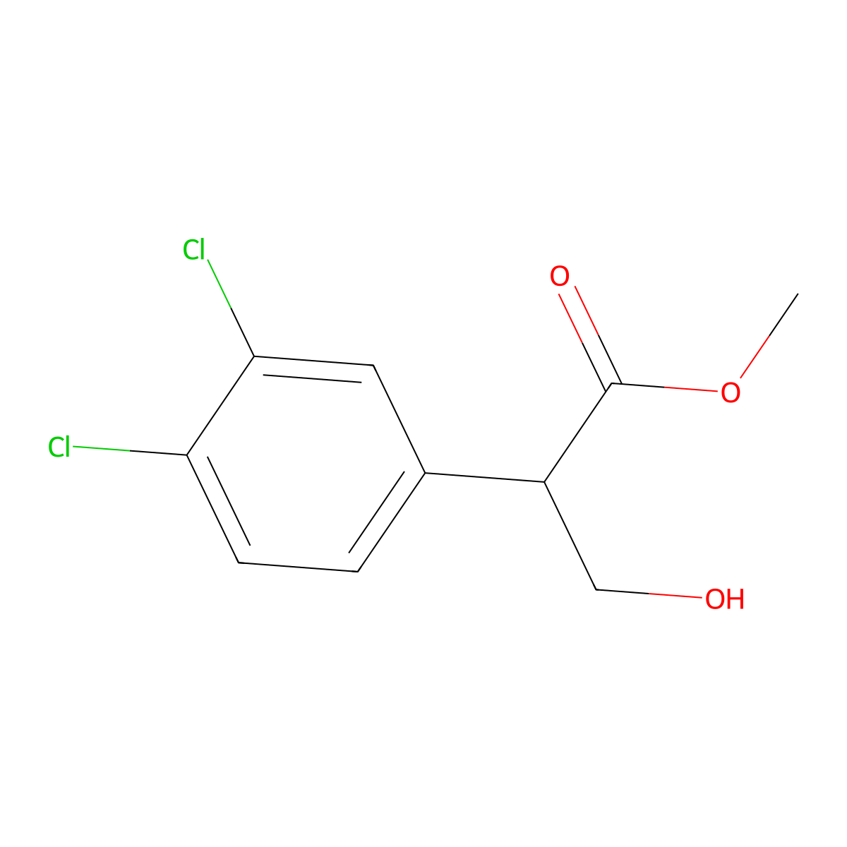 Benzeneacetic acid, 3,4-dichloro-alpha-(hydroxymethyl)-, methyl ester molecular structure, CAS 1254365-79-1