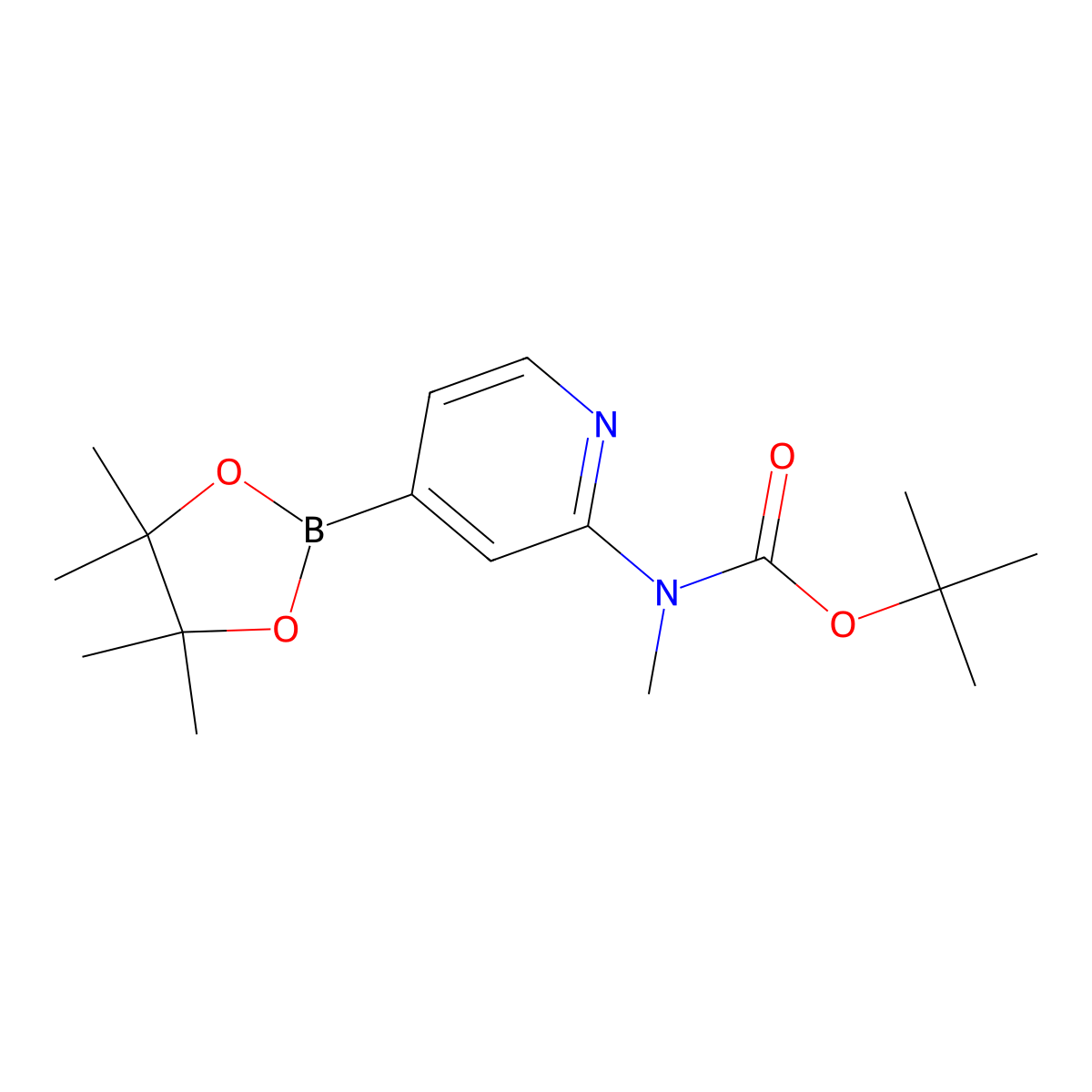 Tert-butyl methyl(4-(4,4,5,5-tetramethyl-1,3,2-dioxaborolan-2-yl)pyridin-2-yl)carbamate molecular structure, CAS 1254381-09-3