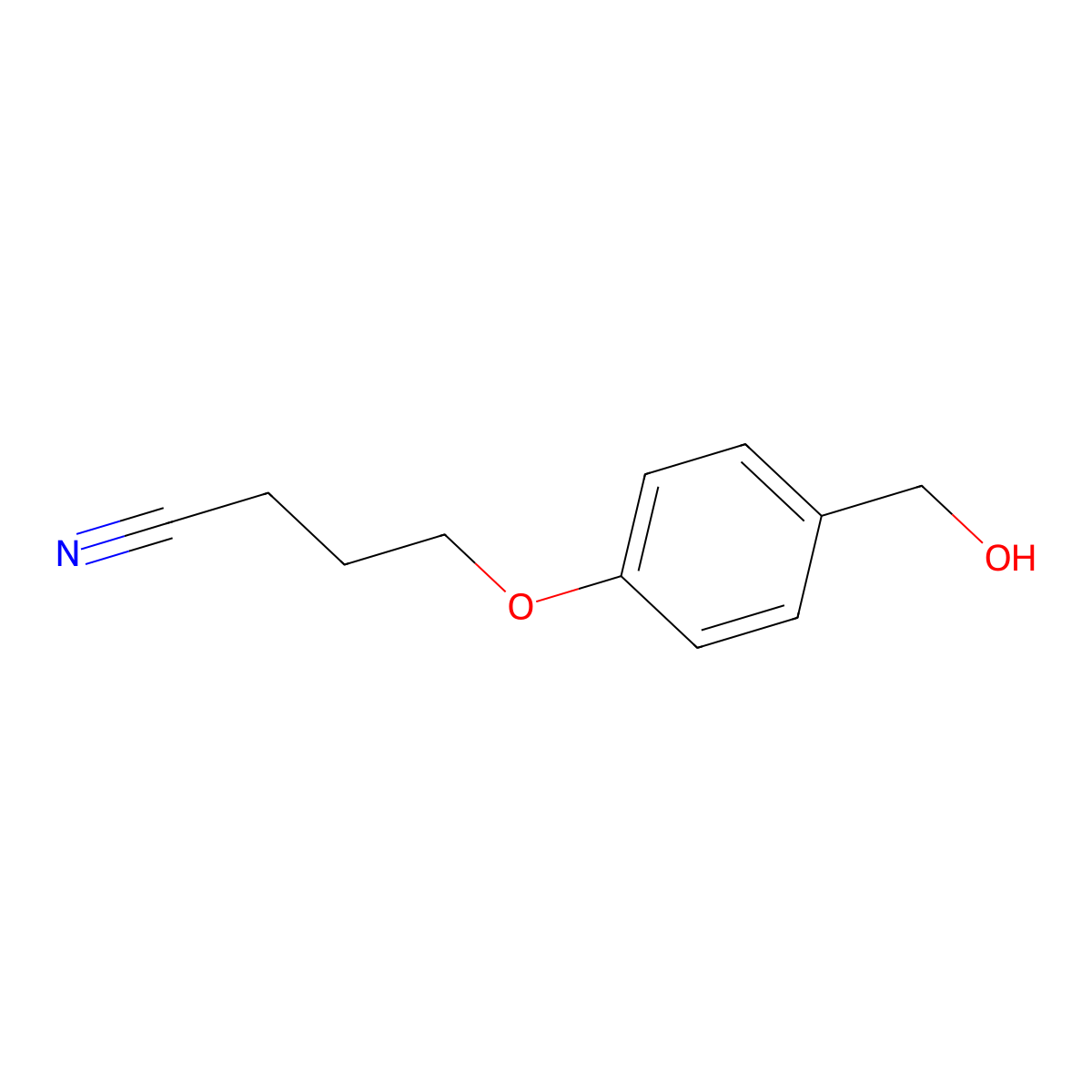 4-(4-(Hydroxymethyl)phenoxy)butanenitrile molecular structure, CAS 125439-56-7