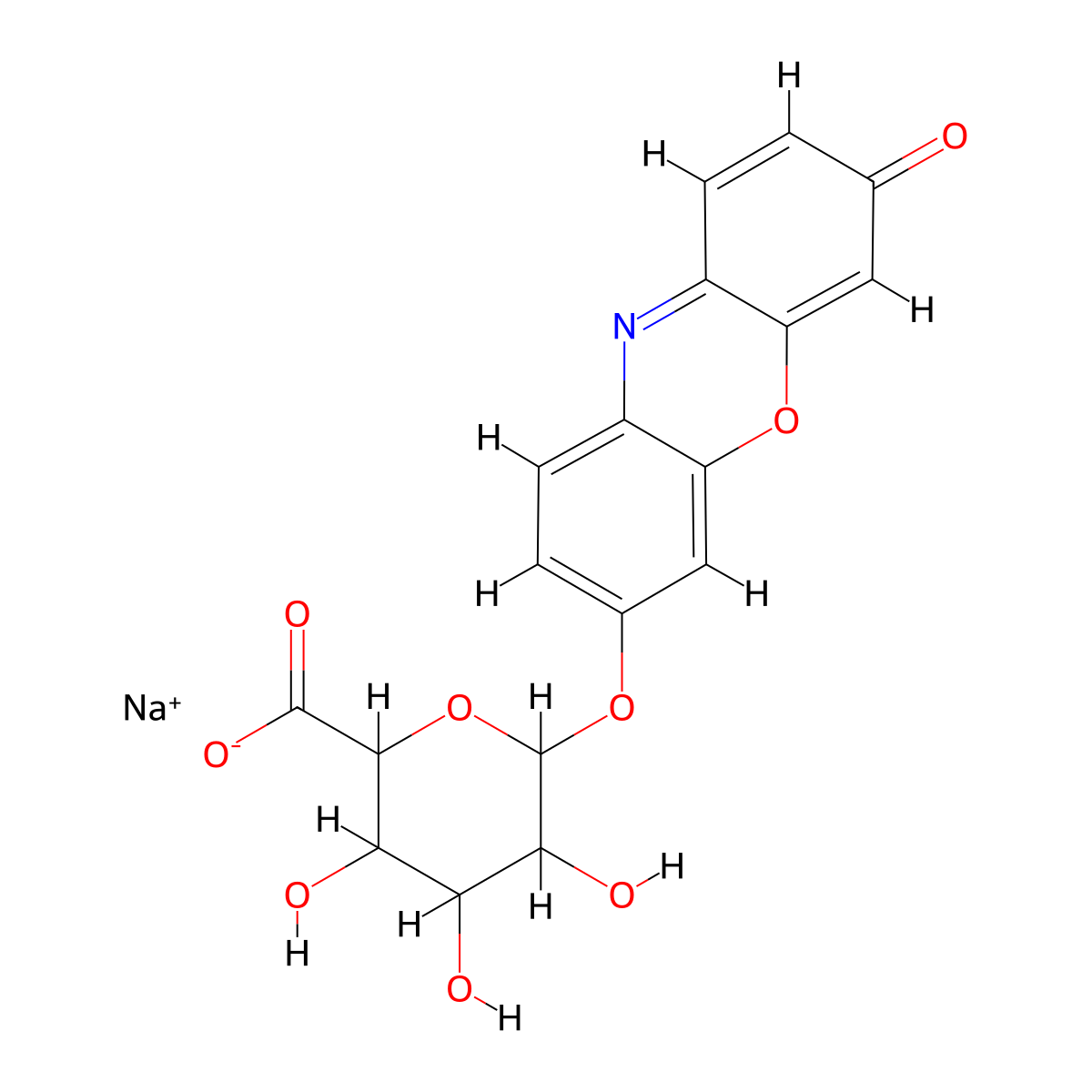 Sodium 3-oxo-3H-phenoxazin-7-yl hexopyranosiduronate molecular structure, CAS 125440-91-7