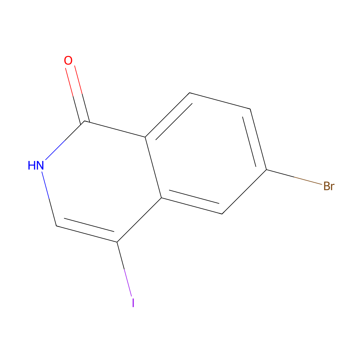 6-Bromo-4-iodo-1,2-dihydroisoquinolin-1-one molecular structure, CAS 1254514-10-7