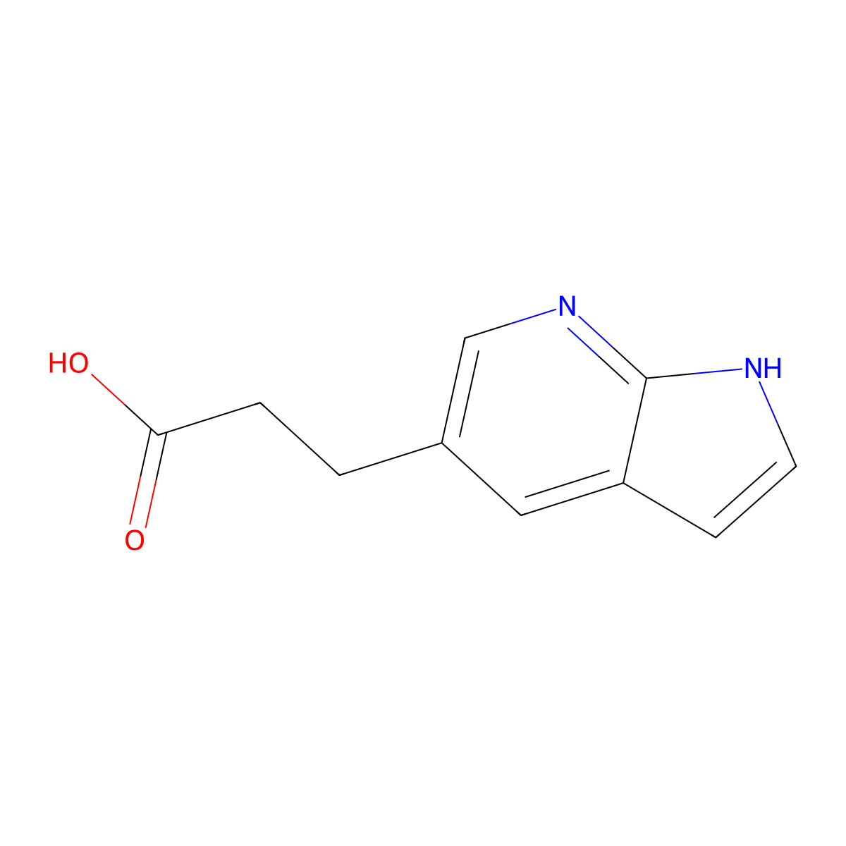3-(1H-pyrrolo[2,3-b]pyridin-5-yl)propanoic acid molecular structure, CAS 1254567-53-7