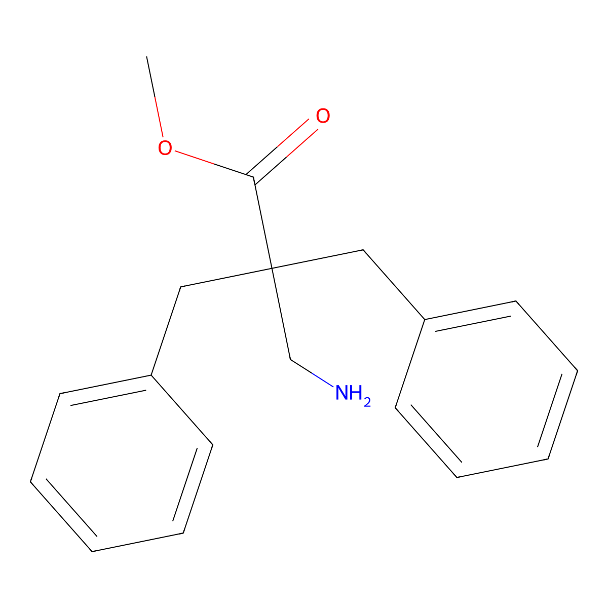Methyl 3-amino-2,2-dibenzylpropanoate molecular structure, CAS 125469-89-8
