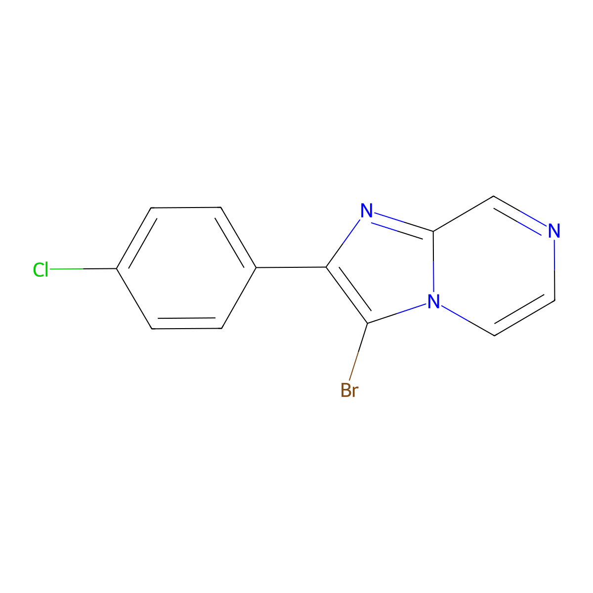 3-Bromo-2-(4-chlorophenyl)imidazo[1,2-a]pyrazine molecular structure, CAS 1254709-41-5