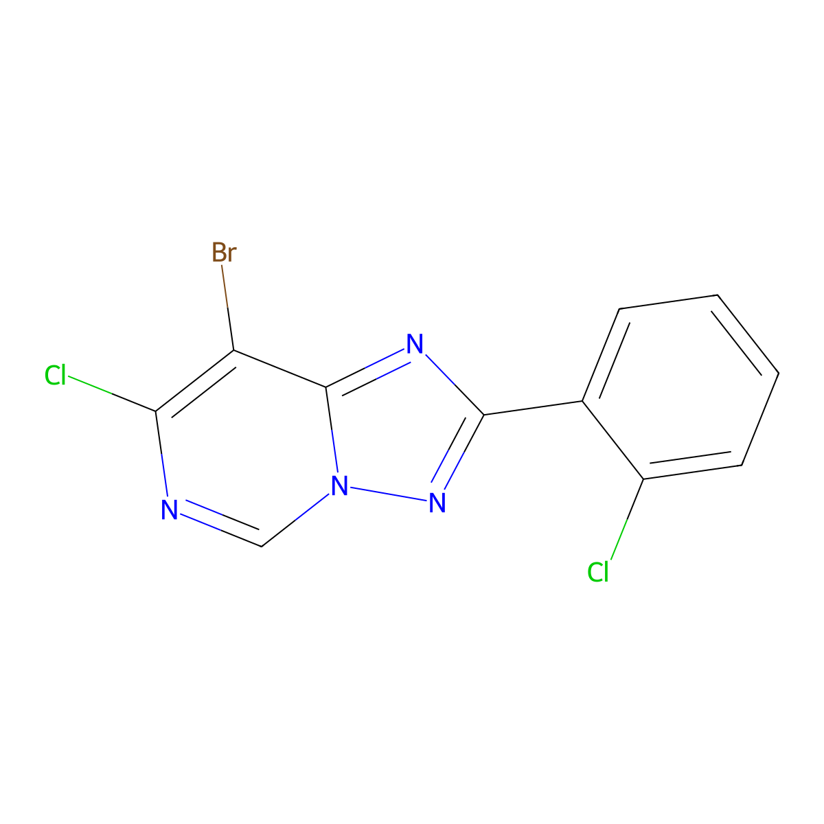 8-Bromo-7-chloro-2-(2-chlorophenyl)-[1,2,4]triazolo[1,5-C]pyrimidine molecular structure, CAS 1254710-18-3