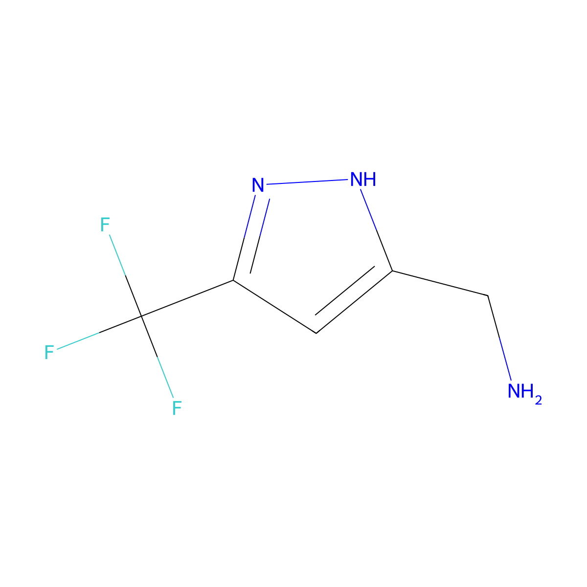 (5-(Trifluoromethyl)-1H-pyrazol-3-yl)methanamine molecular structure, CAS 1254717-53-7