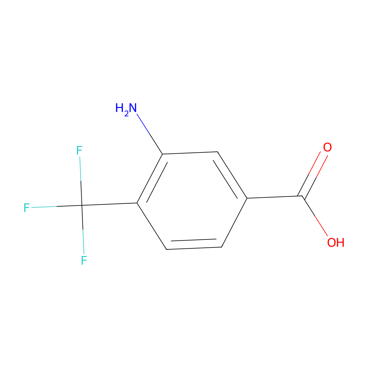 3-Amino-4-(trifluoromethyl)benzoic acid molecular structure, CAS 125483-00-3
