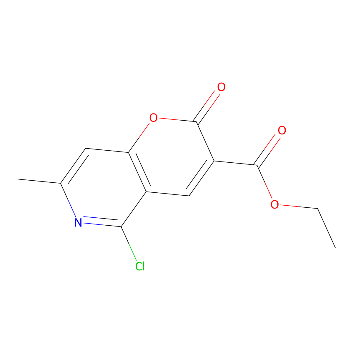 ethyl 5-chloro-7-methyl-2-oxo-2H-pyrano(3,2-c)pyridine-3-carboxylate molecular structure, CAS 1254830-70-0
