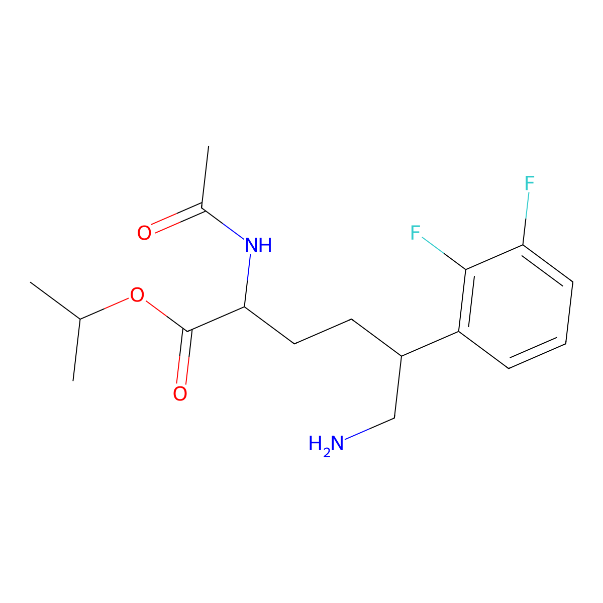 (5S)-isopropyl 2-acetamido-6-amino-5-(2,3-difluorophenyl)hexanoate molecular structure, CAS 1254841-08-1