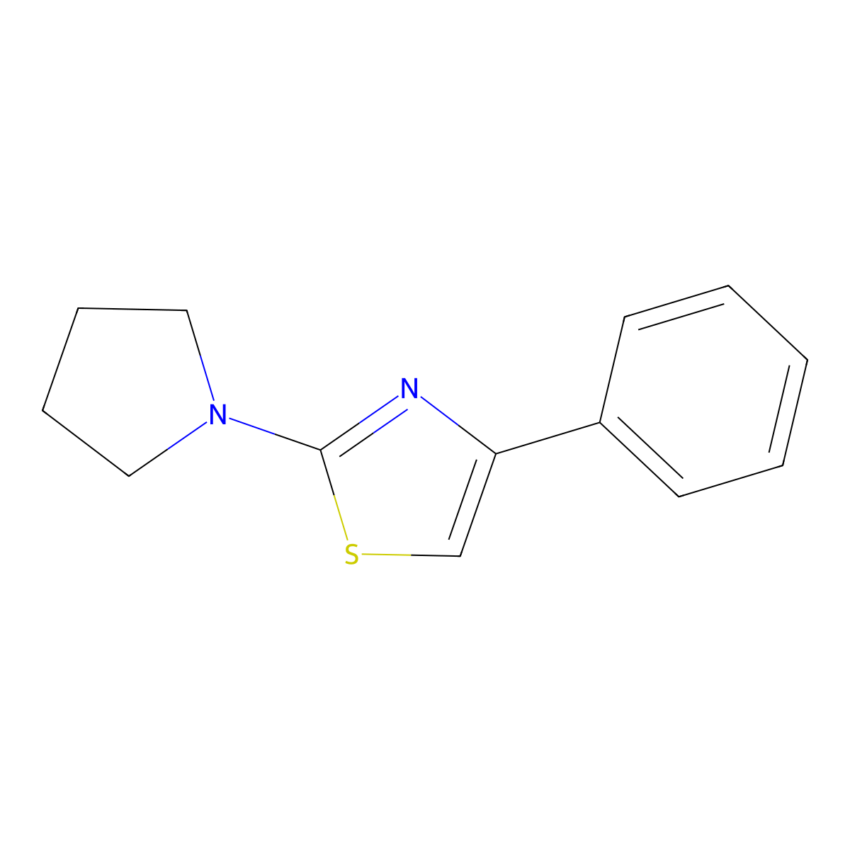 4-Phenyl-2-(pyrrolidin-1-yl)-1,3-thiazole molecular structure, CAS 125488-15-5