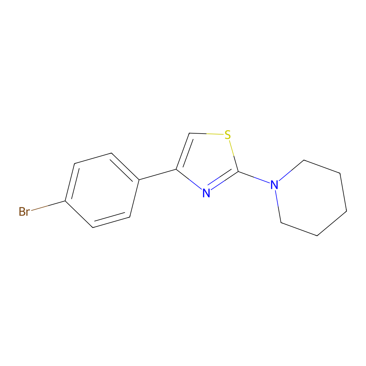 4-(4-Bromophenyl)-2-(Piperidin-1-yl)Thiazole molecular structure, CAS 125488-16-6