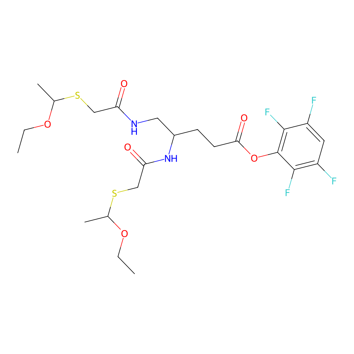 2,3,5,6-Tetrafluorophenyl 4,5-bis-S-(1-ethoxyethyl)mercaptoacetamidopentanoate molecular structure, CAS 125488-70-2
