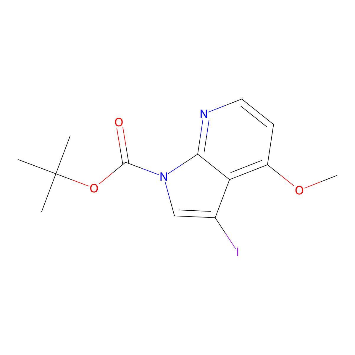 Tert-butyl 3-iodo-4-methoxy-1H-pyrrolo[2,3-B]pyridine-1-carboxylate molecular structure, CAS 1254926-83-4