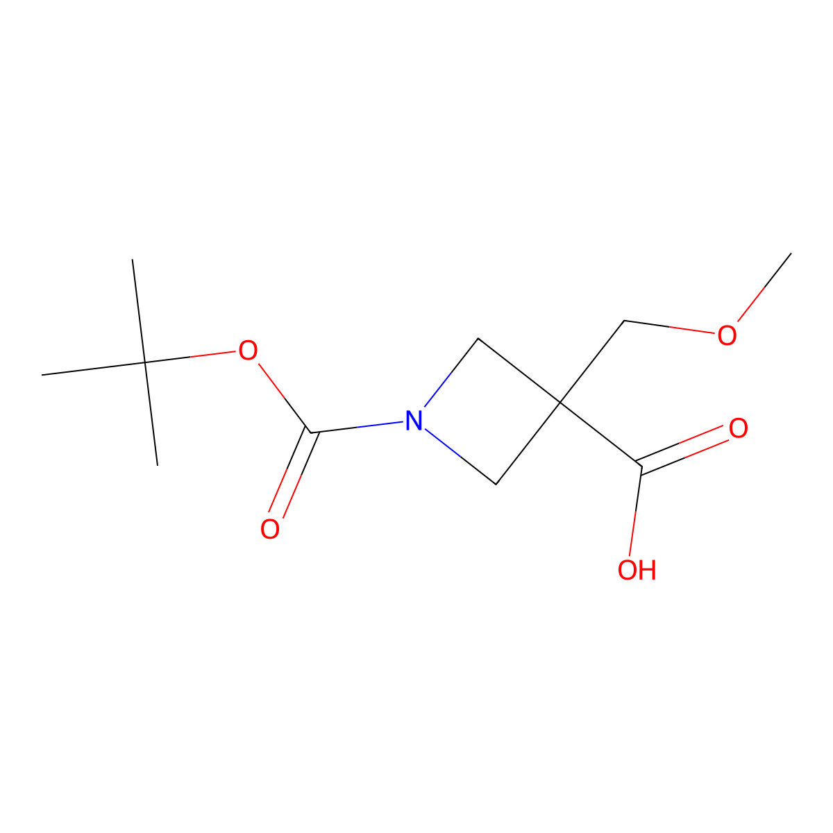 1-[(Tert-butoxy)carbonyl]-3-(methoxymethyl)azetidine-3-carboxylic acid molecular structure, CAS 1254945-60-2