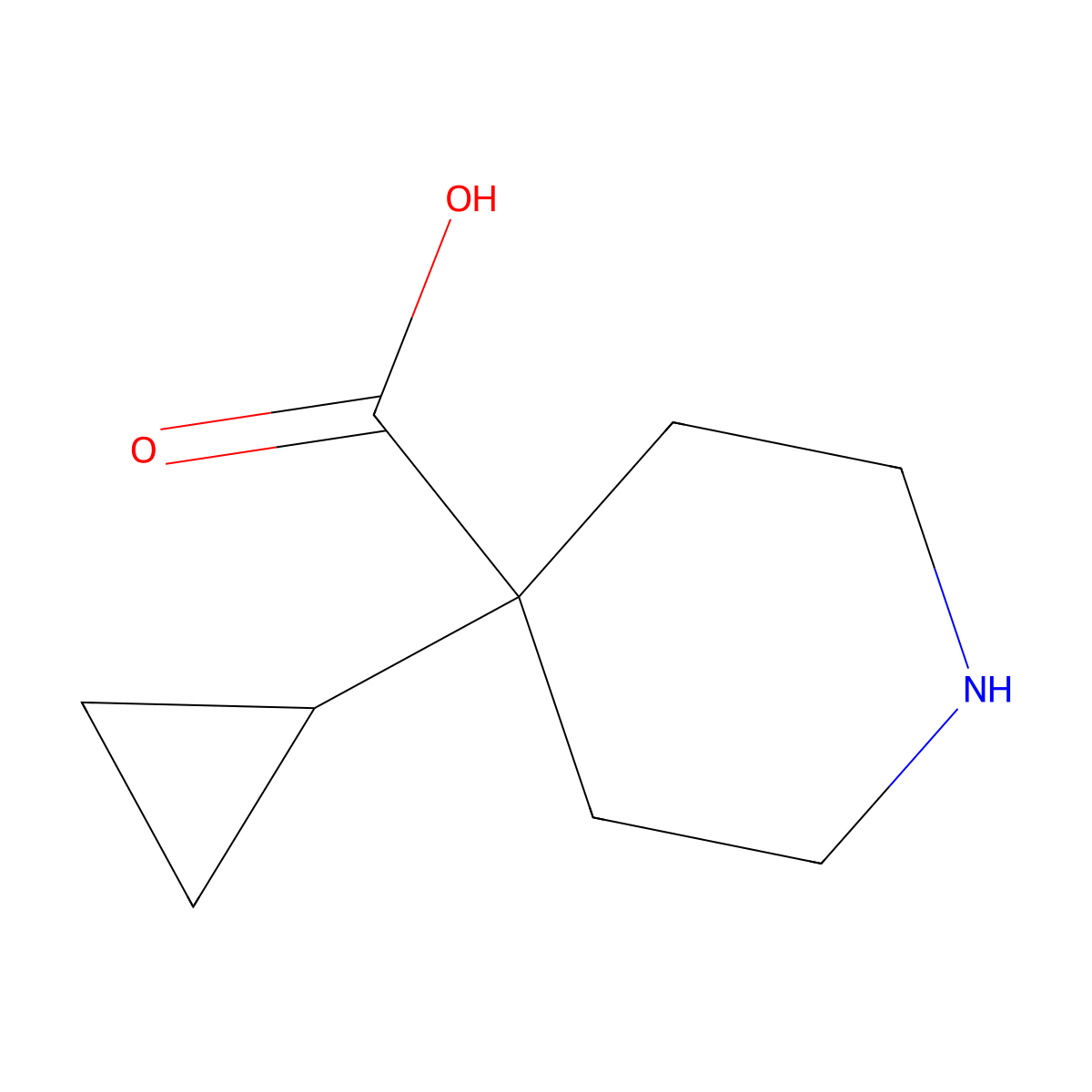 4-Cyclopropylpiperidine-4-carboxylic acid molecular structure, CAS 1254948-23-6
