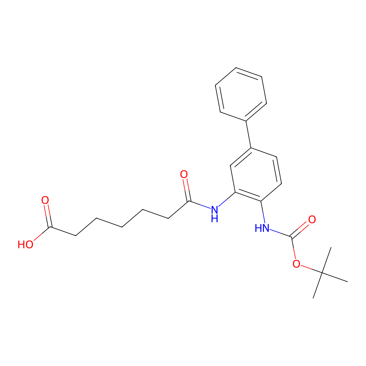 7-((4-((Tert-butoxycarbonyl)amino)-[1,1'-biphenyl]-3-yl)amino)-7-oxoheptanoic acid molecular structure, CAS 1254955-83-3