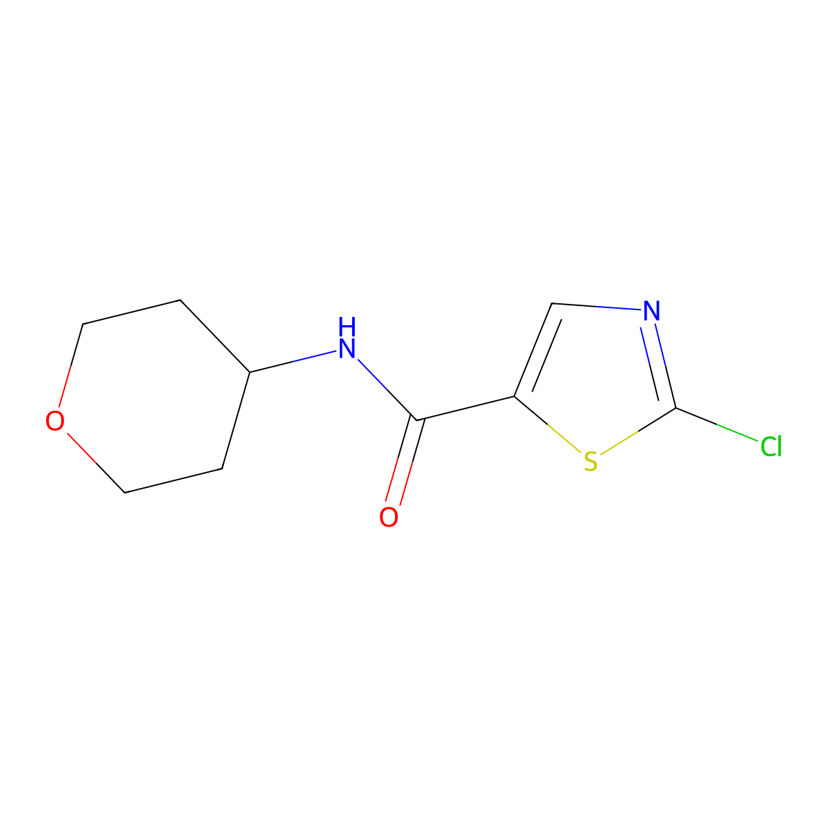 2-Chloro-N-(tetrahydro-2H-pyran-4-yl)thiazole-5-carboxamide molecular structure, CAS 1254970-18-7