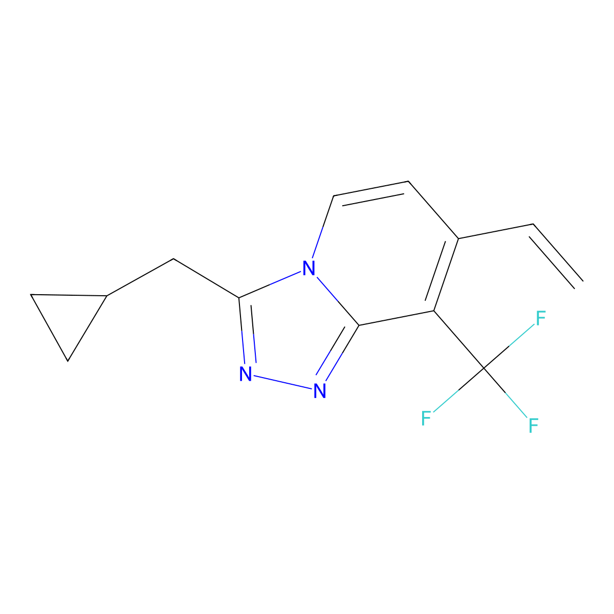 3-(Cyclopropylmethyl)-8-(trifluoromethyl)-7-vinyl-[1,2,4]triazolo[4,3-a]pyridine molecular structure, CAS 1254982-02-9