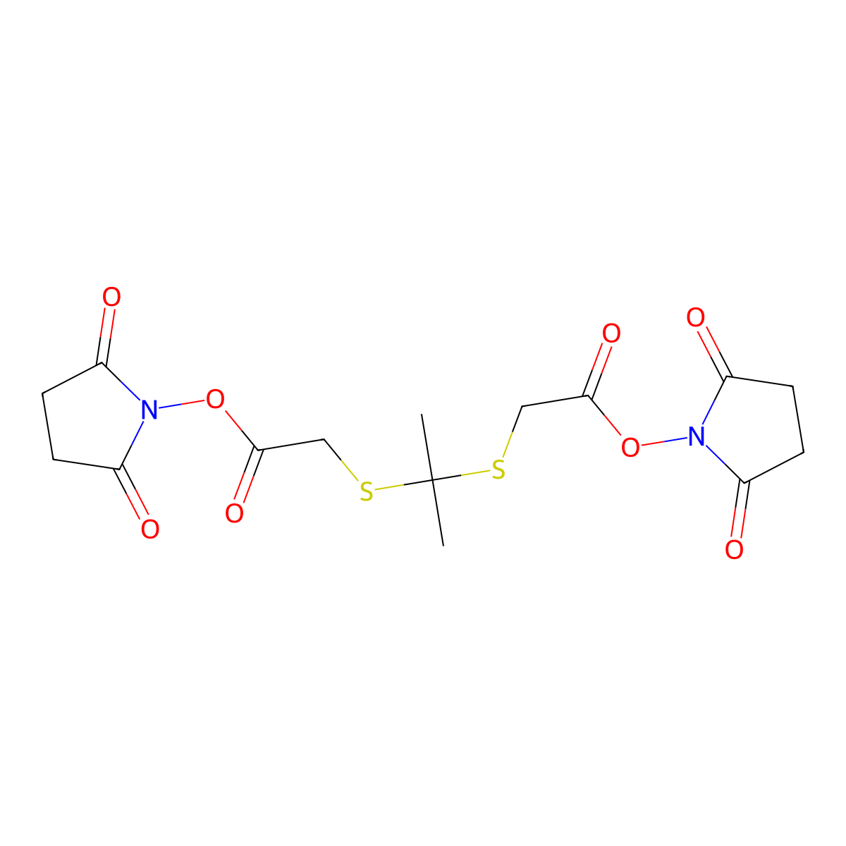 Bis(2,5-dioxopyrrolidin-1-yl) 2,2'-(propane-2,2-diylbis(sulfanediyl))diacetate molecular structure, CAS 125503-35-7