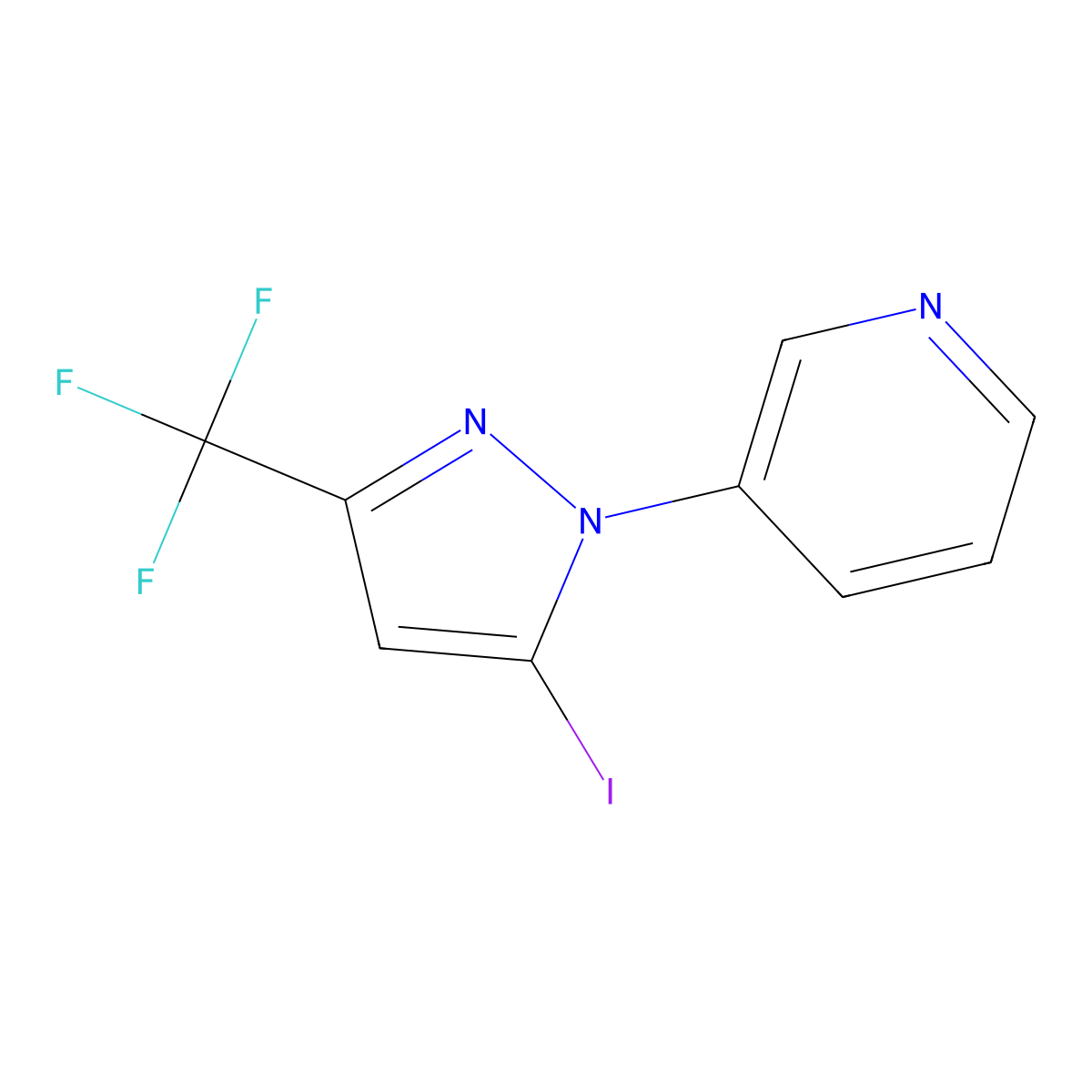 3-[5-iodo-3-(trifluoromethyl)-1H-pyrazol-1-yl]pyridine molecular structure, CAS 1255041-96-3