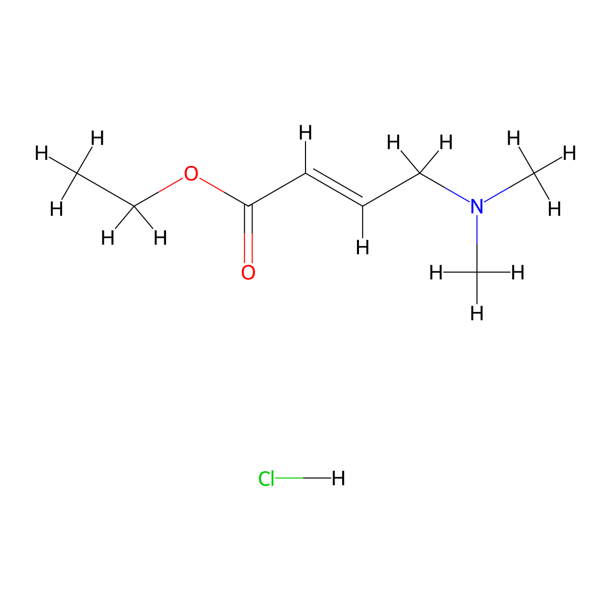 (E)-ethyl 4-(dimethylamino)but-2-enoate hydrochloride molecular structure, CAS 1255078-56-8