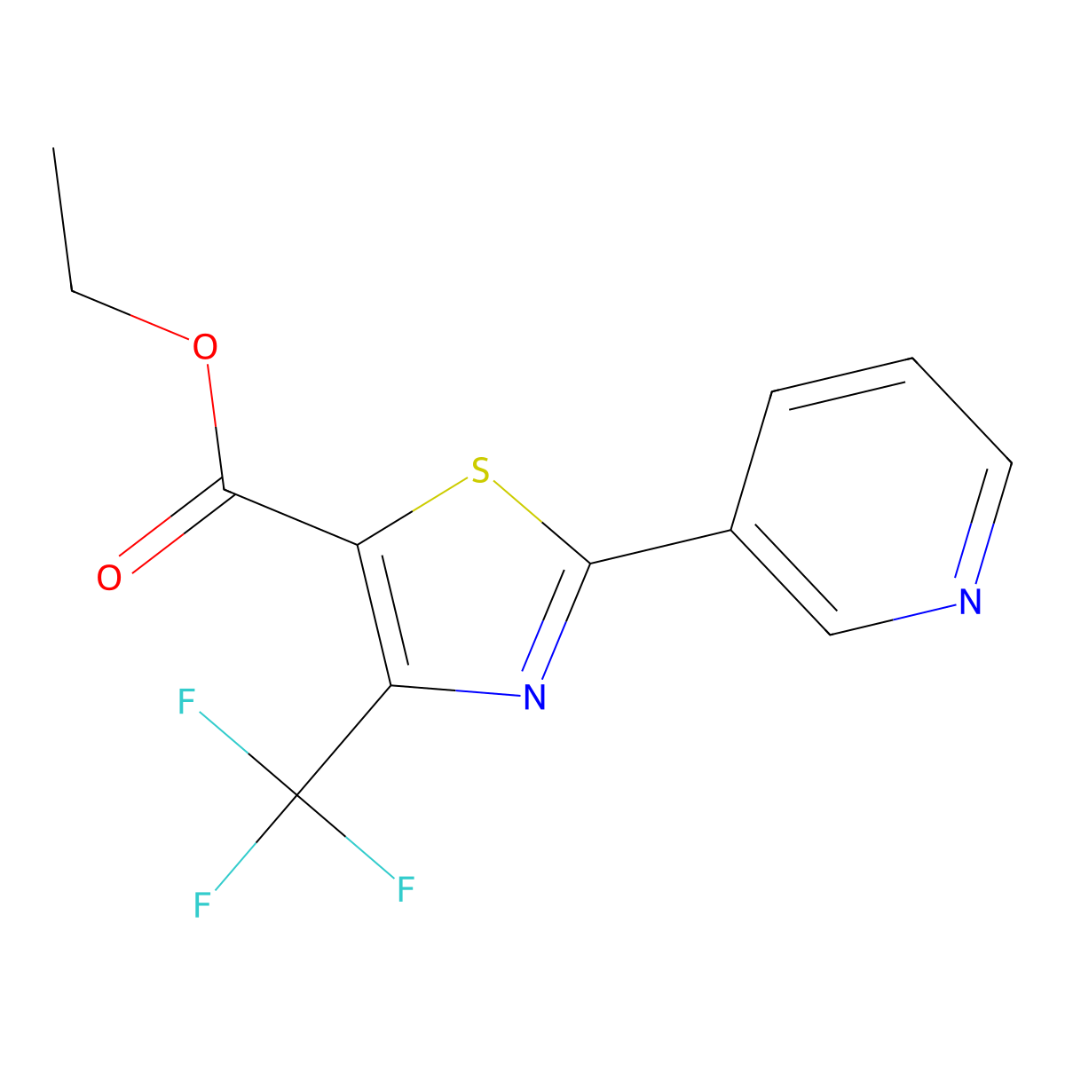 2-Pyridin-3-yl-4-trifluoromethyl-thiazole-5-carboxylic acid ethyl ester molecular structure, CAS 1255095-00-1