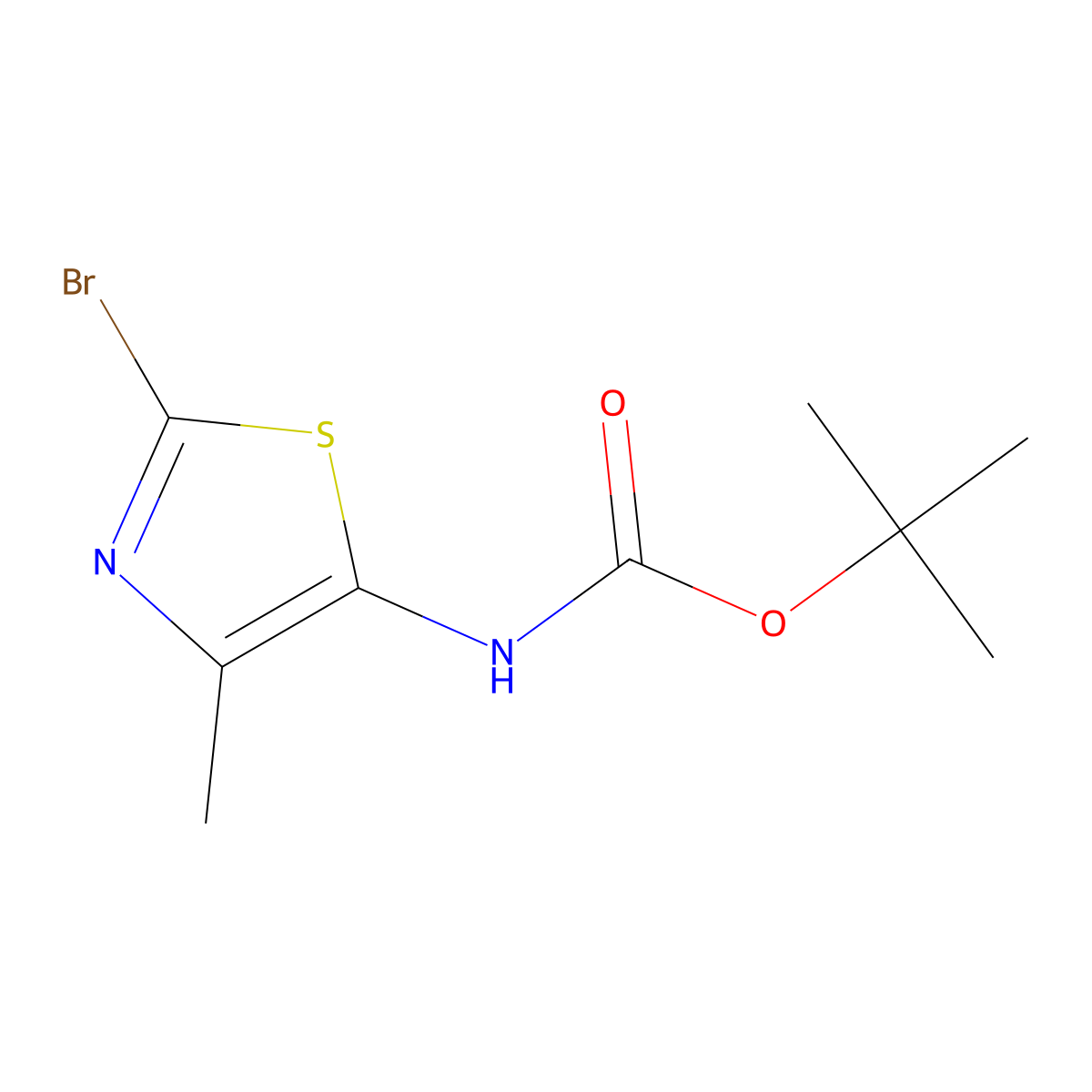 tert-Butyl (2-bromo-4-methylthiazol-5-yl)carbamate molecular structure, CAS 1255095-03-4