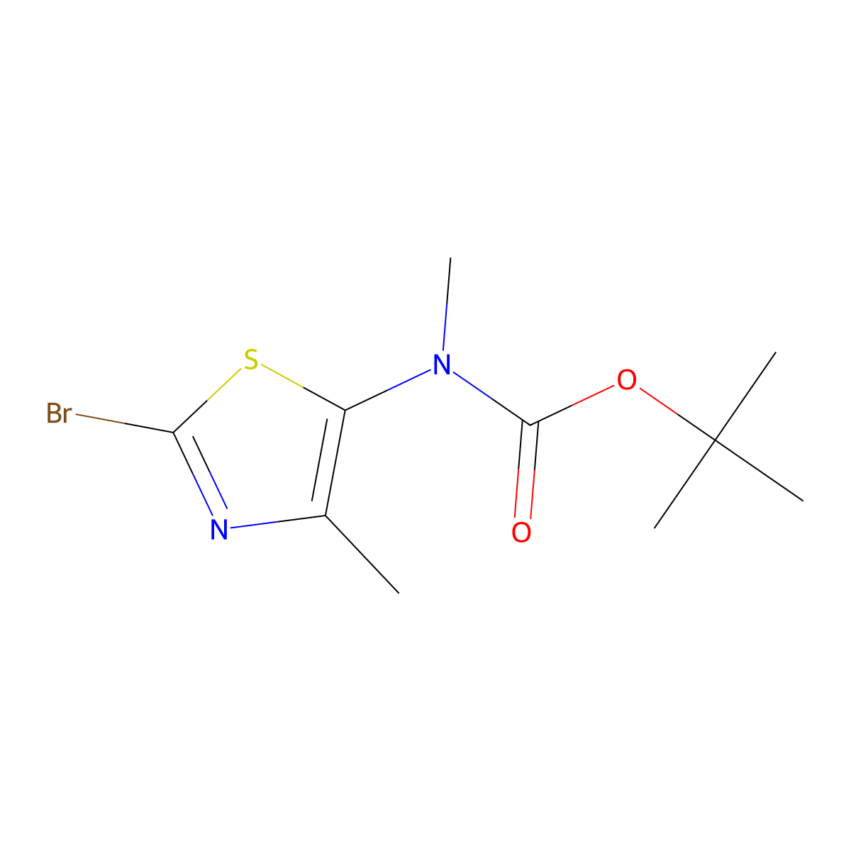 Carbamic acid, N-(2-bromo-4-methyl-5-thiazolyl)-N-methyl-, 1,1-dimethylethyl ester molecular structure, CAS 1255095-04-5