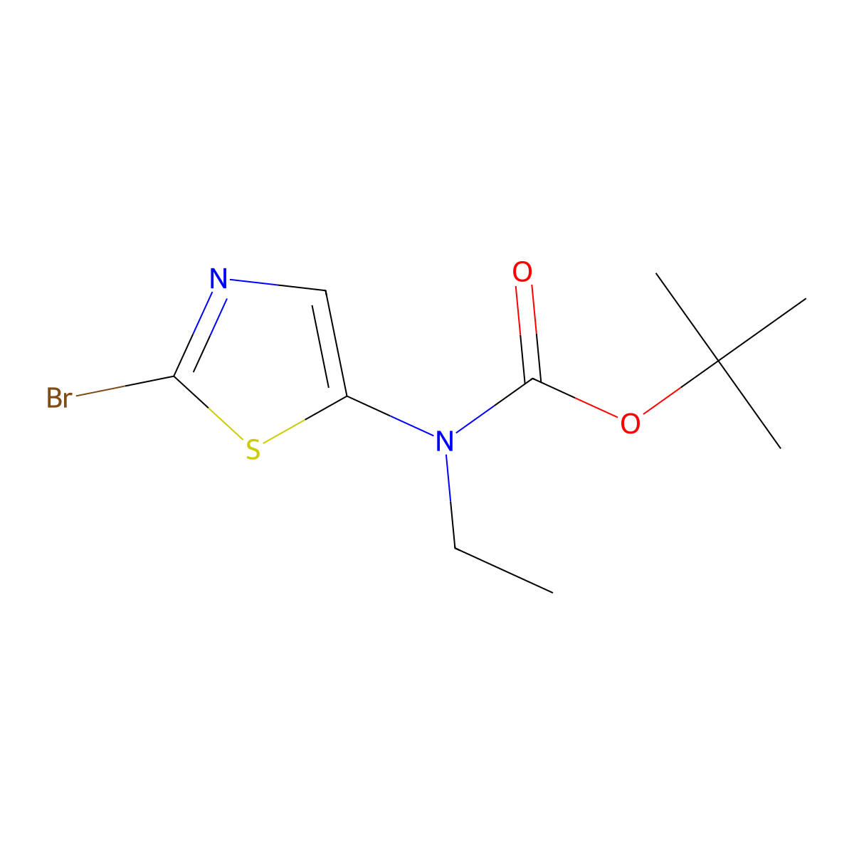 1,1-Dimethylethyl N-(2-bromo-5-thiazolyl)-N-ethylcarbamate molecular structure, CAS 1255095-28-3