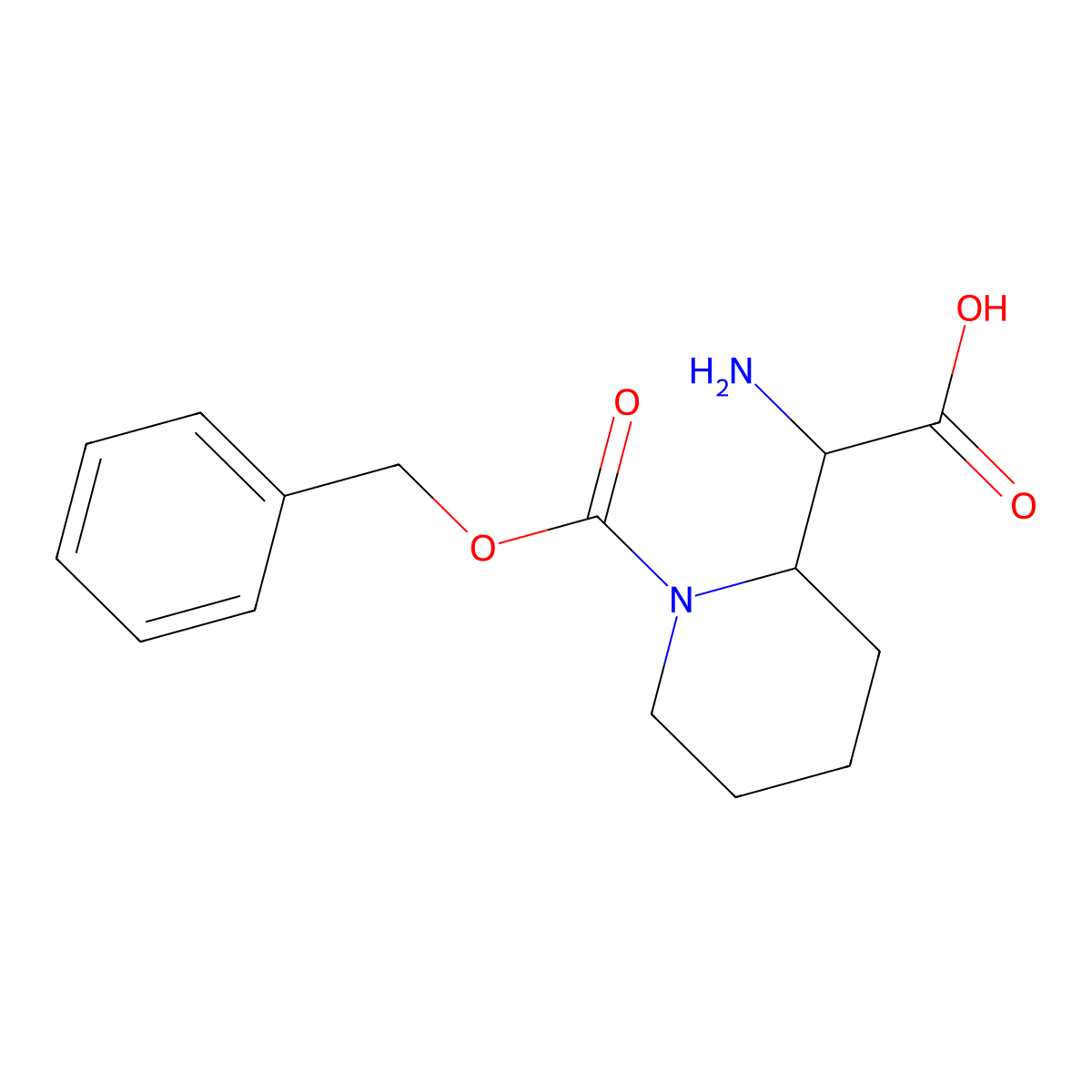 2-Amino-2-(1-((benzyloxy)carbonyl)piperidin-2-yl)acetic acid molecular structure, CAS 1255098-46-4
