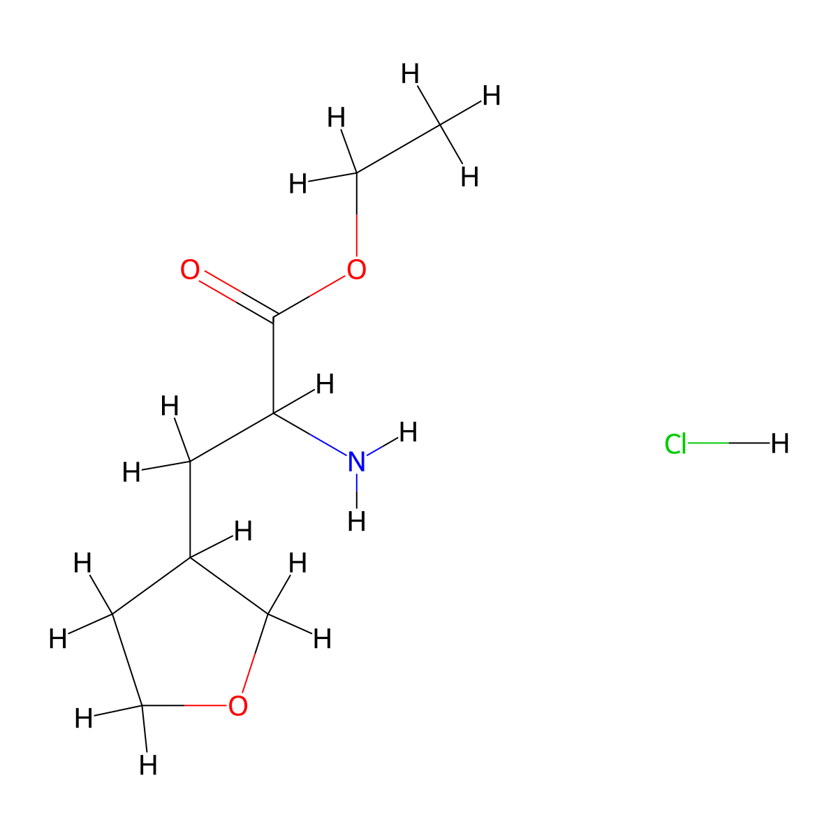 Ethyl 2-amino-3-(oxolan-3-YL)propanoate hydrochloride molecular structure, CAS 1255098-47-5