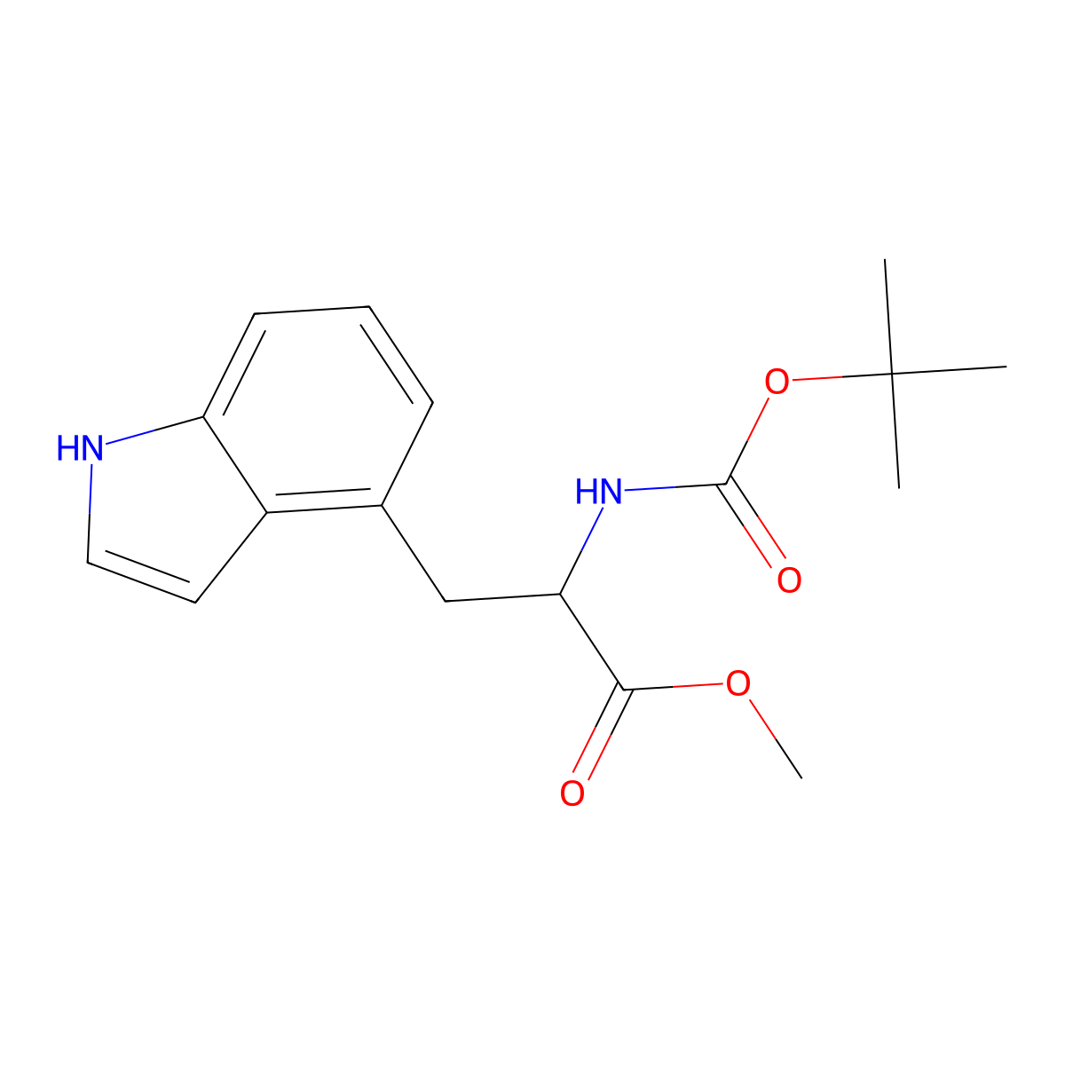Methyl 2-((tert-butoxycarbonyl)amino)-3-(1H-indol-4-yl)propanoate molecular structure, CAS 1255098-59-9