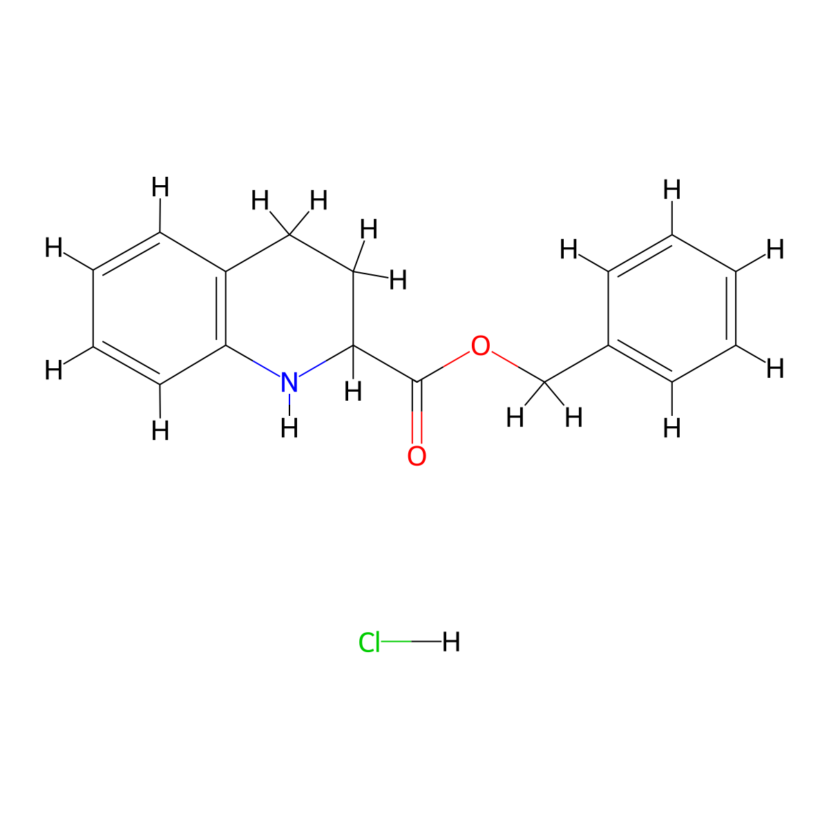 Benzyl 1,2,3,4-tetrahydroquinoline-2-carboxylate hydrochloride molecular structure, CAS 1255098-65-7