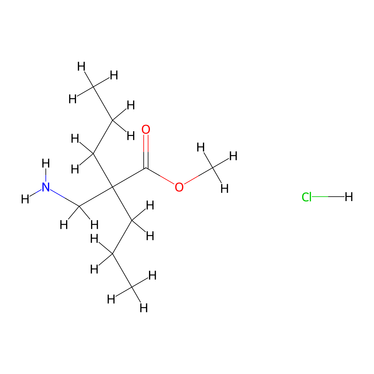Methyl 2-(aminomethyl)-2-propylpentanoate hydrochloride molecular structure, CAS 1255098-66-8