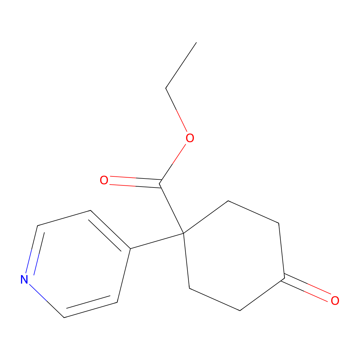 Ethyl 4-oxo-1-(4-pyridinyl)cyclohexanecarboxylate molecular structure, CAS 1255098-68-0