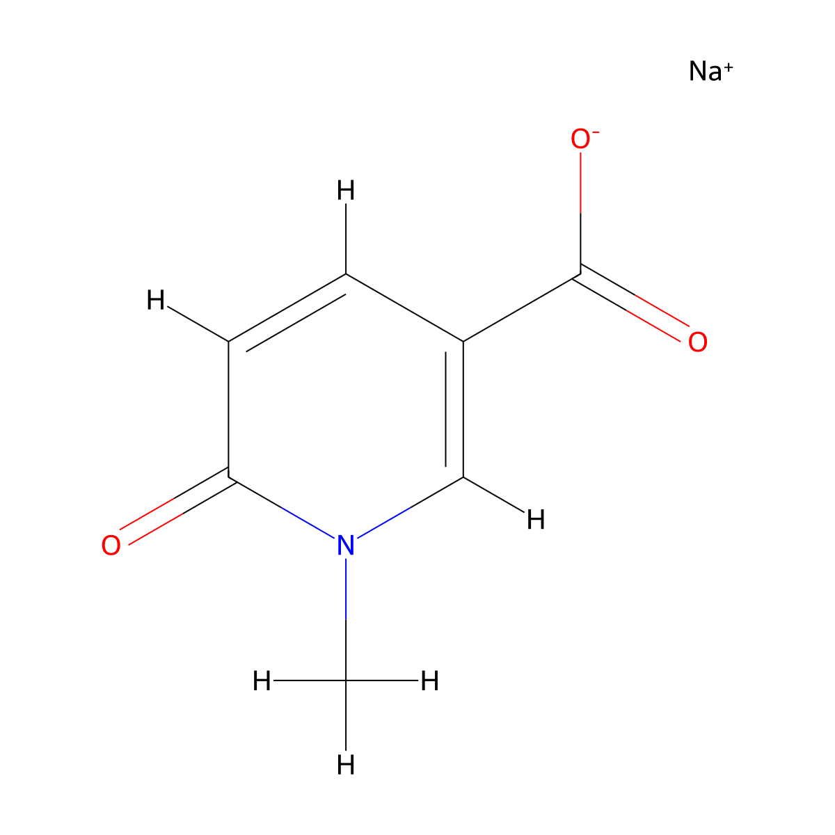 Sodium 1-methyl-6-oxo-1,6-dihydropyridine-3-carboxylate molecular structure, CAS 1255098-70-4