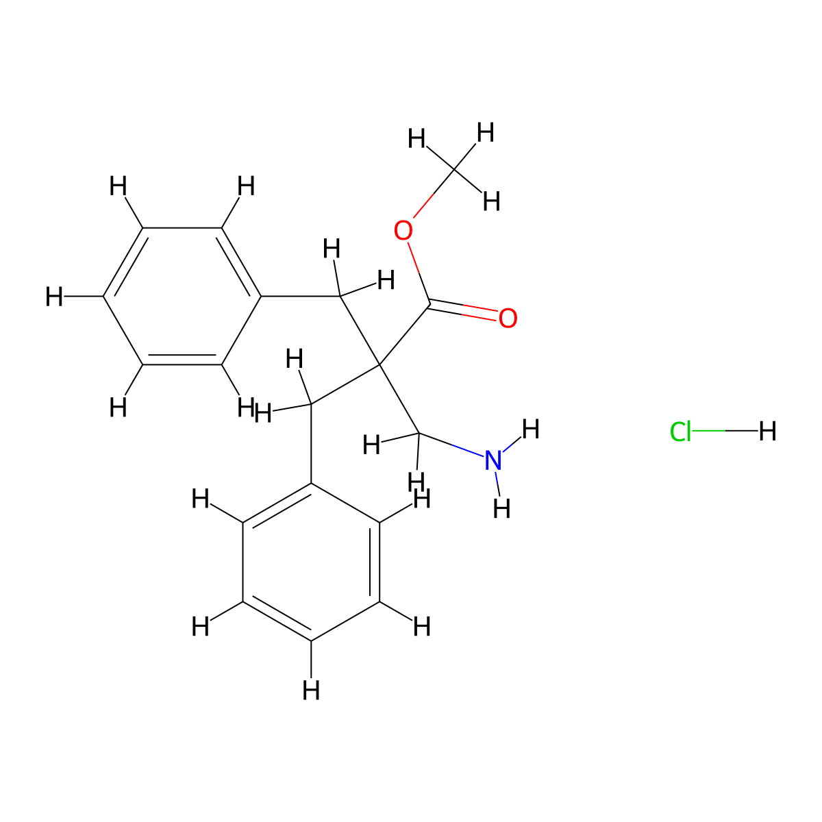 Methyl 3-amino-2,2-dibenzylpropanoate hydrochloride molecular structure, CAS 1255098-73-7