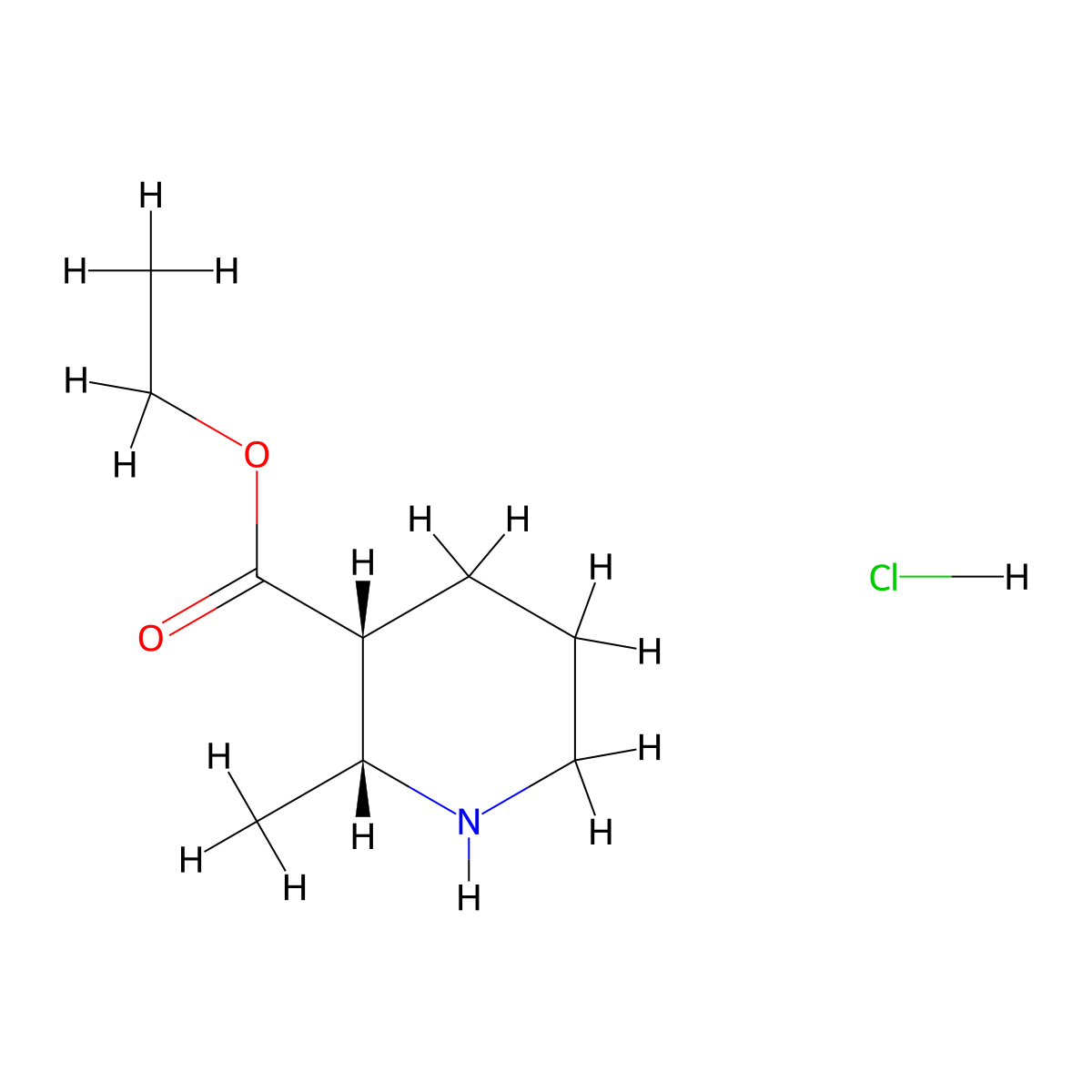cis-Ethyl 2-methylpiperidine-3-carboxylate hydrochloride molecular structure, CAS 1255098-81-7