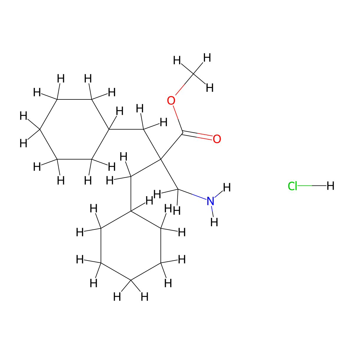 Methyl 3-amino-2,2-bis(cyclohexylmethyl)propanoate hydrochloride molecular structure, CAS 1255098-86-2