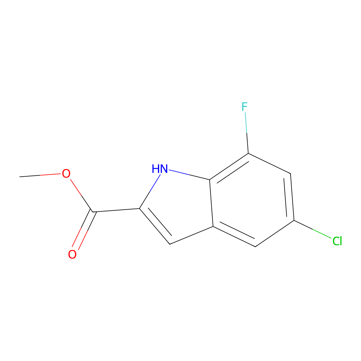 Methyl 5-chloro-7-fluoro-1H-indole-2-carboxylate molecular structure, CAS 1255098-87-3
