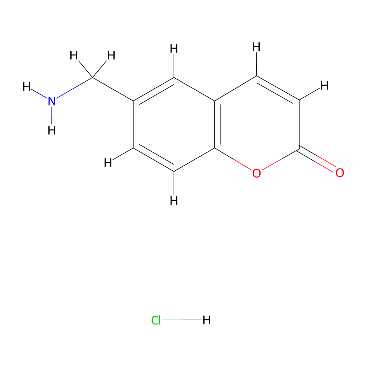 6-(Aminomethyl)-2H-chromen-2-one hydrochloride molecular structure, CAS 1255098-94-2