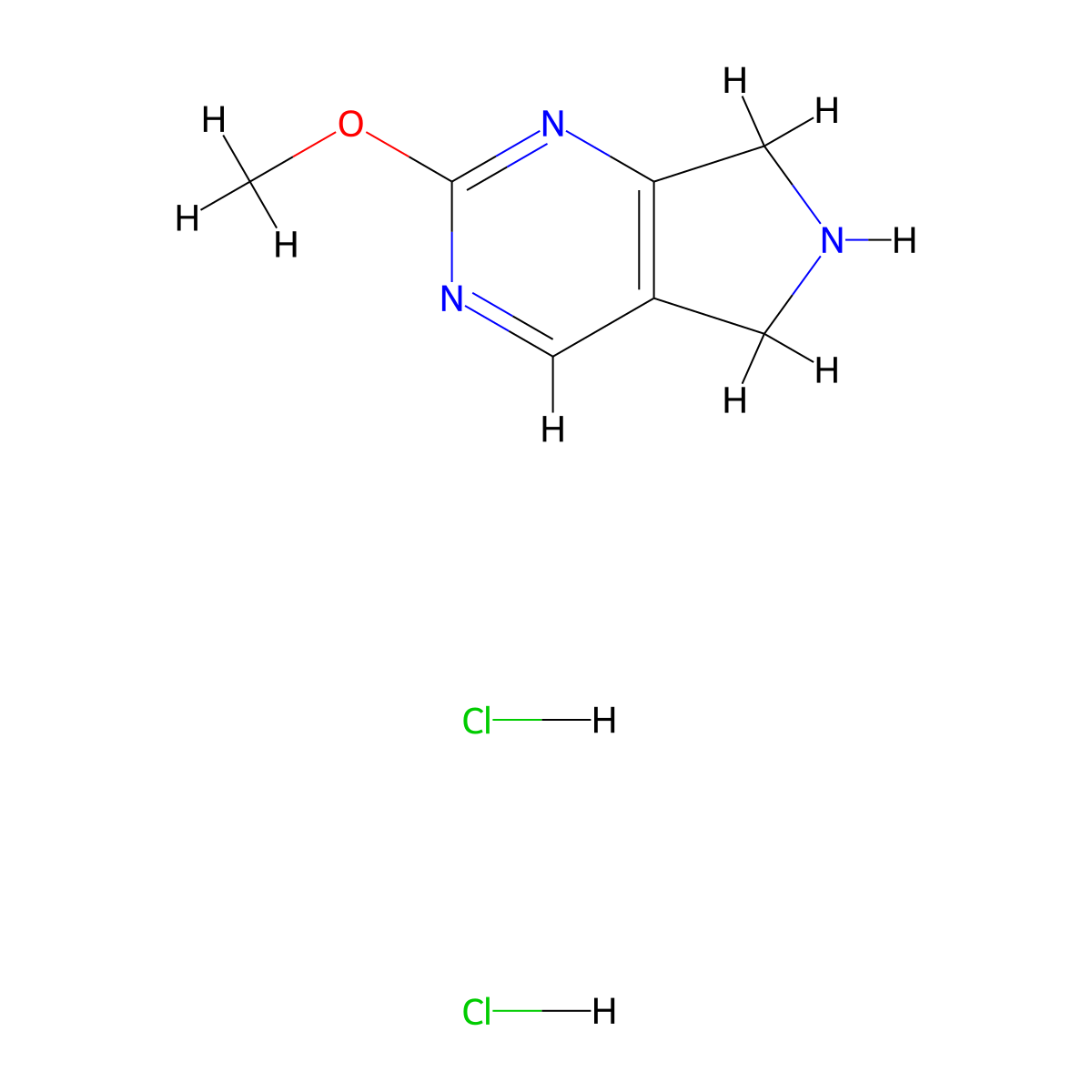 2-Methoxy-6,7-dihydro-5H-pyrrolo[3,4-d]pyrimidine dihydrochloride molecular structure, CAS 1255099-03-6