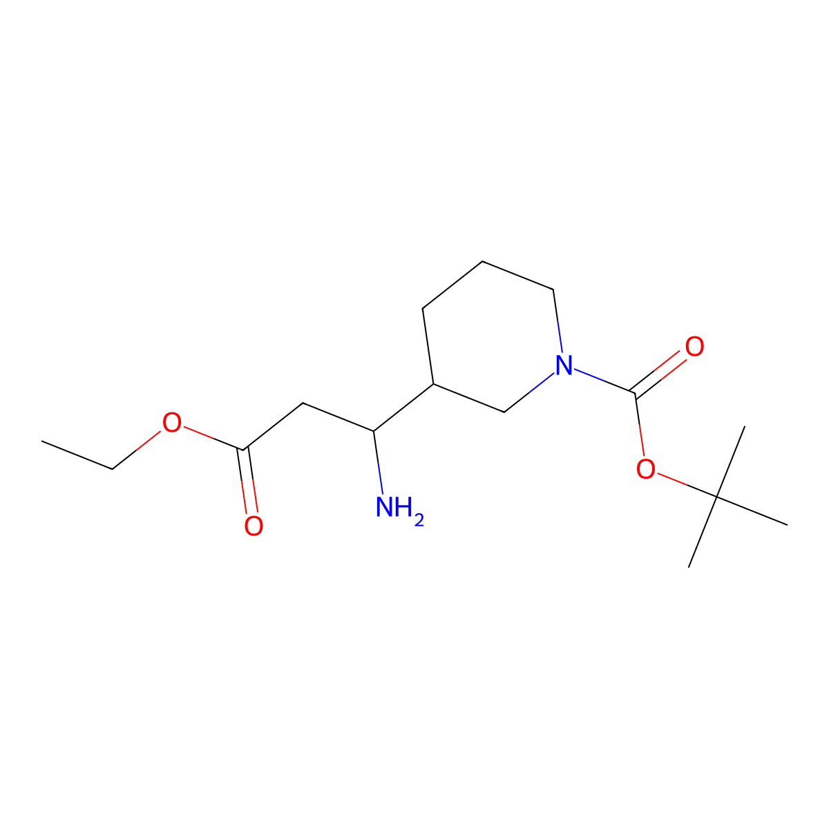 tert-Butyl 3-(1-amino-3-ethoxy-3-oxopropyl)piperidine-1-carboxylate molecular structure, CAS 1255099-08-1