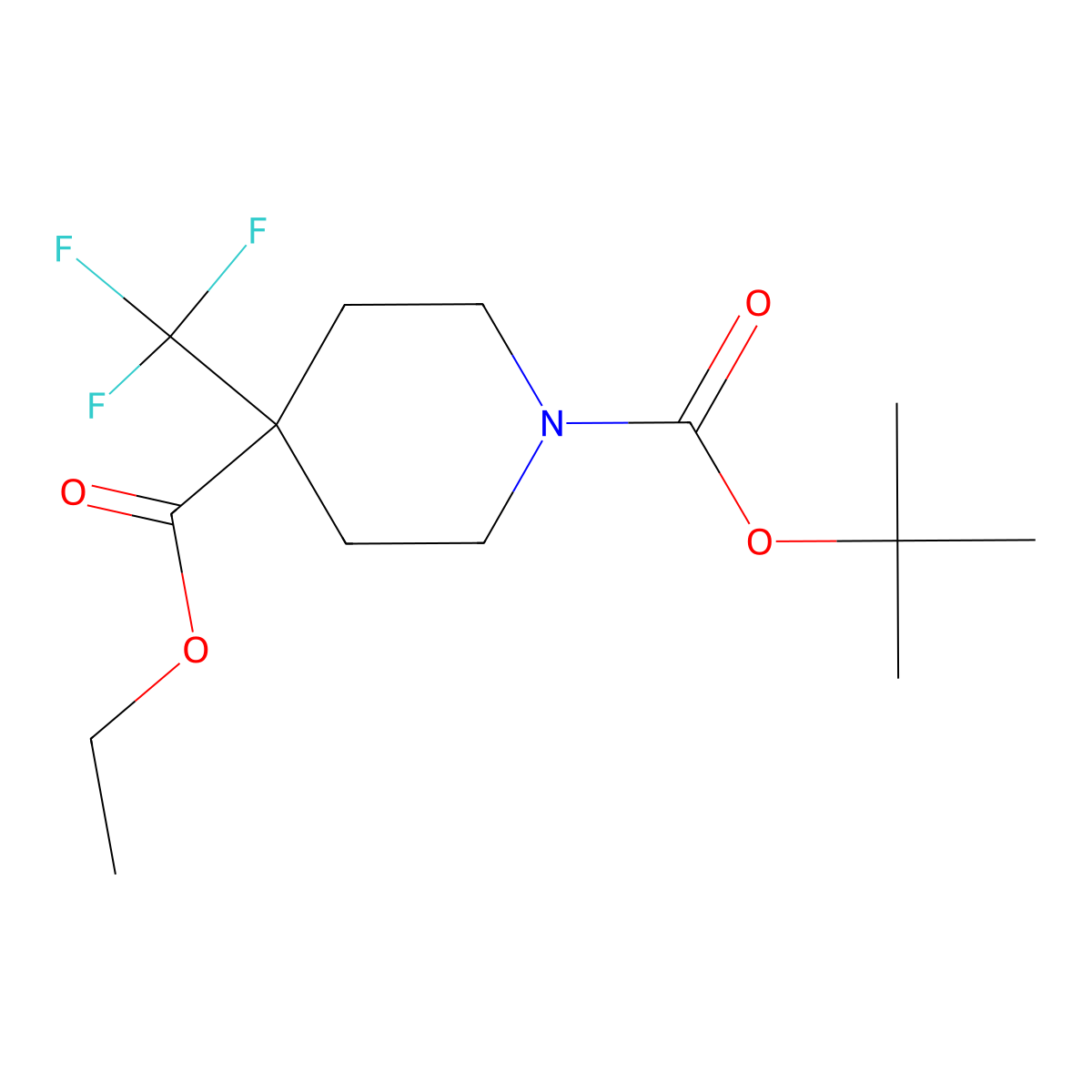 1-tert-Butyl 4-ethyl 4-(trifluoromethyl)piperidine-1,4-dicarboxylate molecular structure, CAS 1255099-09-2