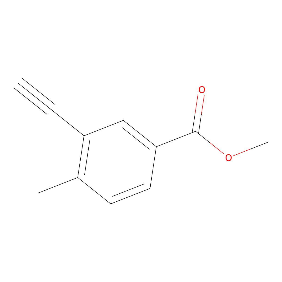 Methyl 3-ethynyl-4-methylbenzoate molecular structure, CAS 1255099-13-8