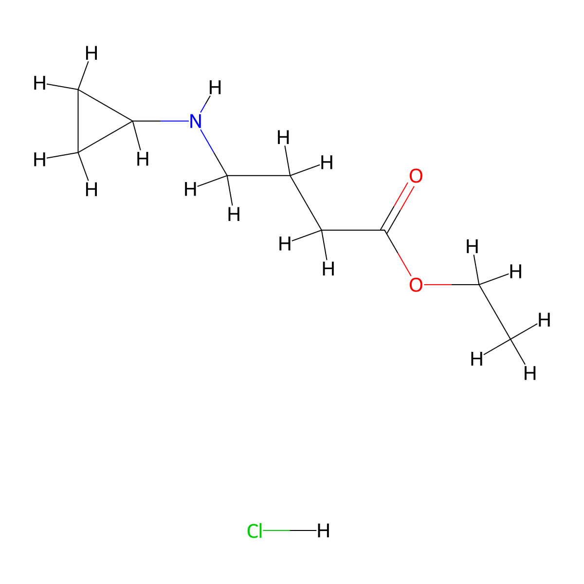 Ethyl 4-(cyclopropylamino)butanoate hydrochloride molecular structure, CAS 1255099-18-3