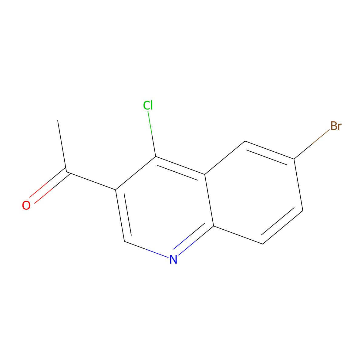 1-(6-Bromo-4-chloroquinolin-3-YL)ethanone molecular structure, CAS 1255099-21-8