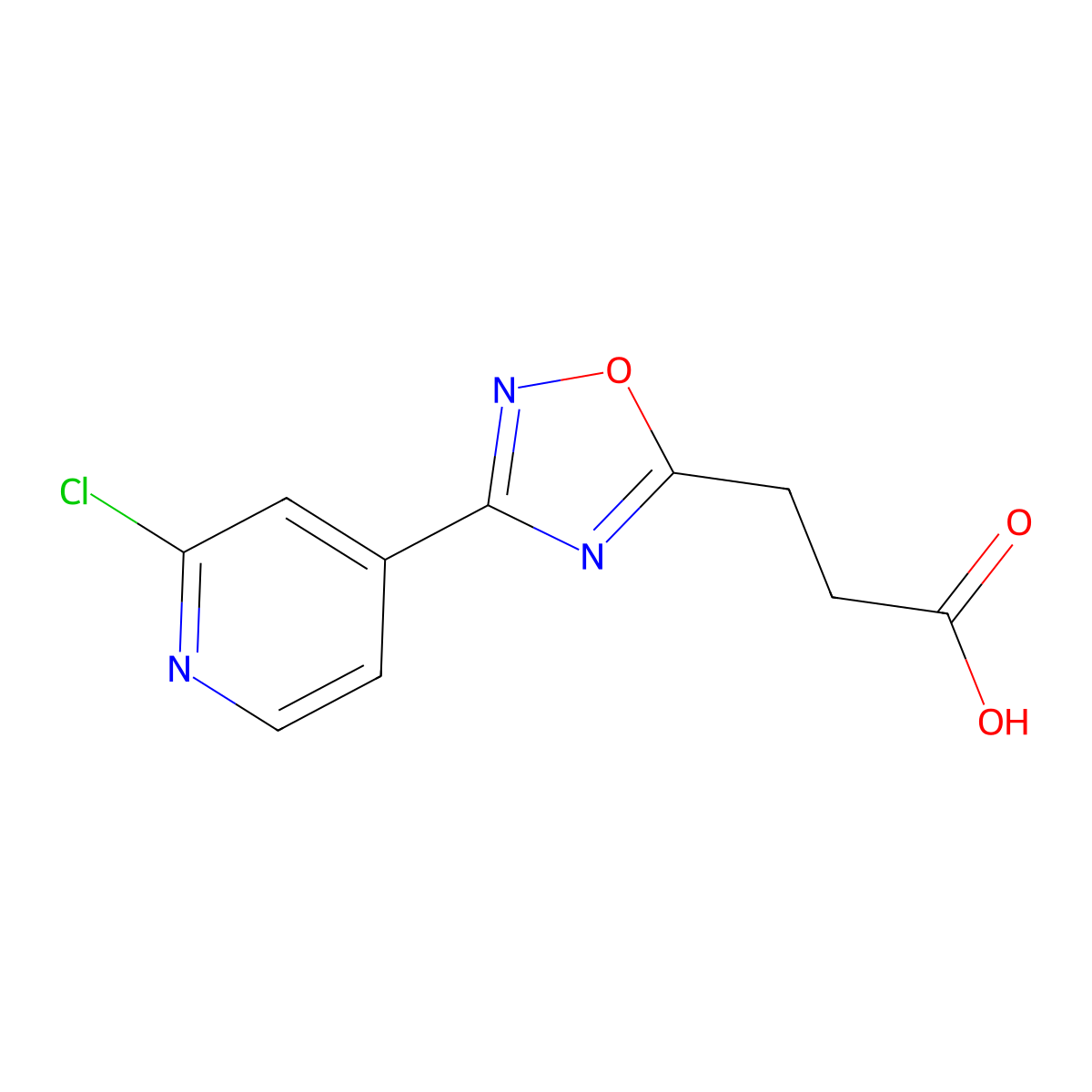3-(3-(2-Chloropyridin-4-yl)-1,2,4-oxadiazol-5-yl)propanoic acid molecular structure, CAS 1255099-24-1